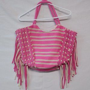 No Boundaries Fringe Tote Pink Passion Magnetic Snap Closure NWT NB221327